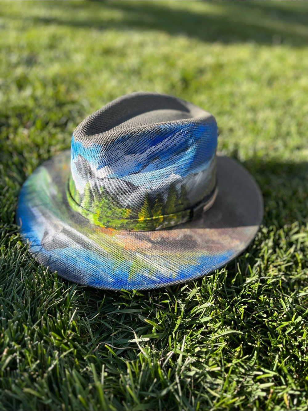 Unisex Hand-Painted Mountain Landscape Hat